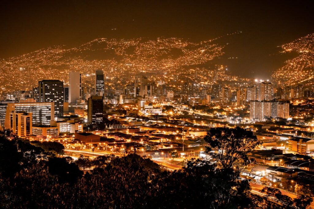 Illuminated City During Night Time